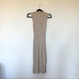 Beige Knit Midi Dress